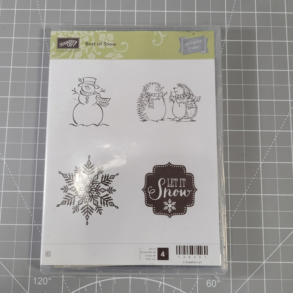 Stampin‎ Up Best Snow Rubber Stamp Set 134387 Winter Snowman Hedgehog Snowflake